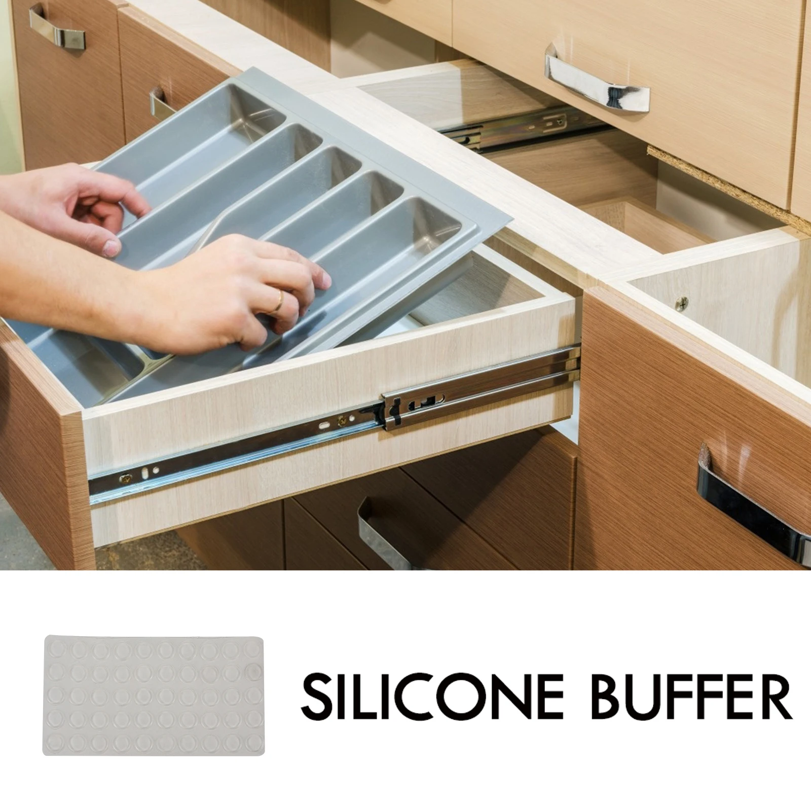 

100Pcs Silicone Door Bumpers Furniture Buffer Pads Self-Adhesive Noise Reduction Cabinet Drawer Protective Pads