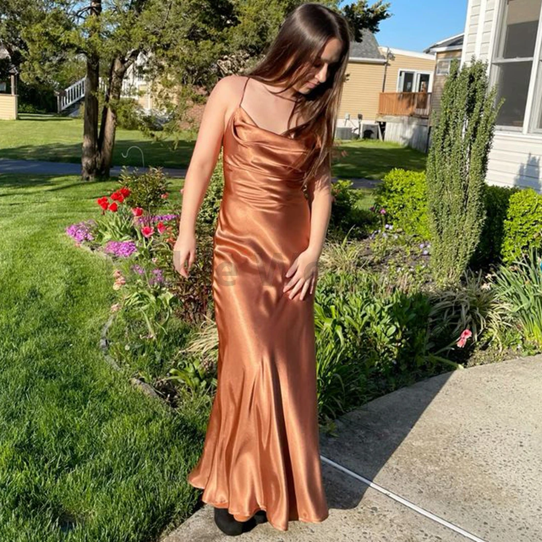 

Вечернее платье русалки с V-образным вырезом, длинное платье для выпускного вечера на заказ