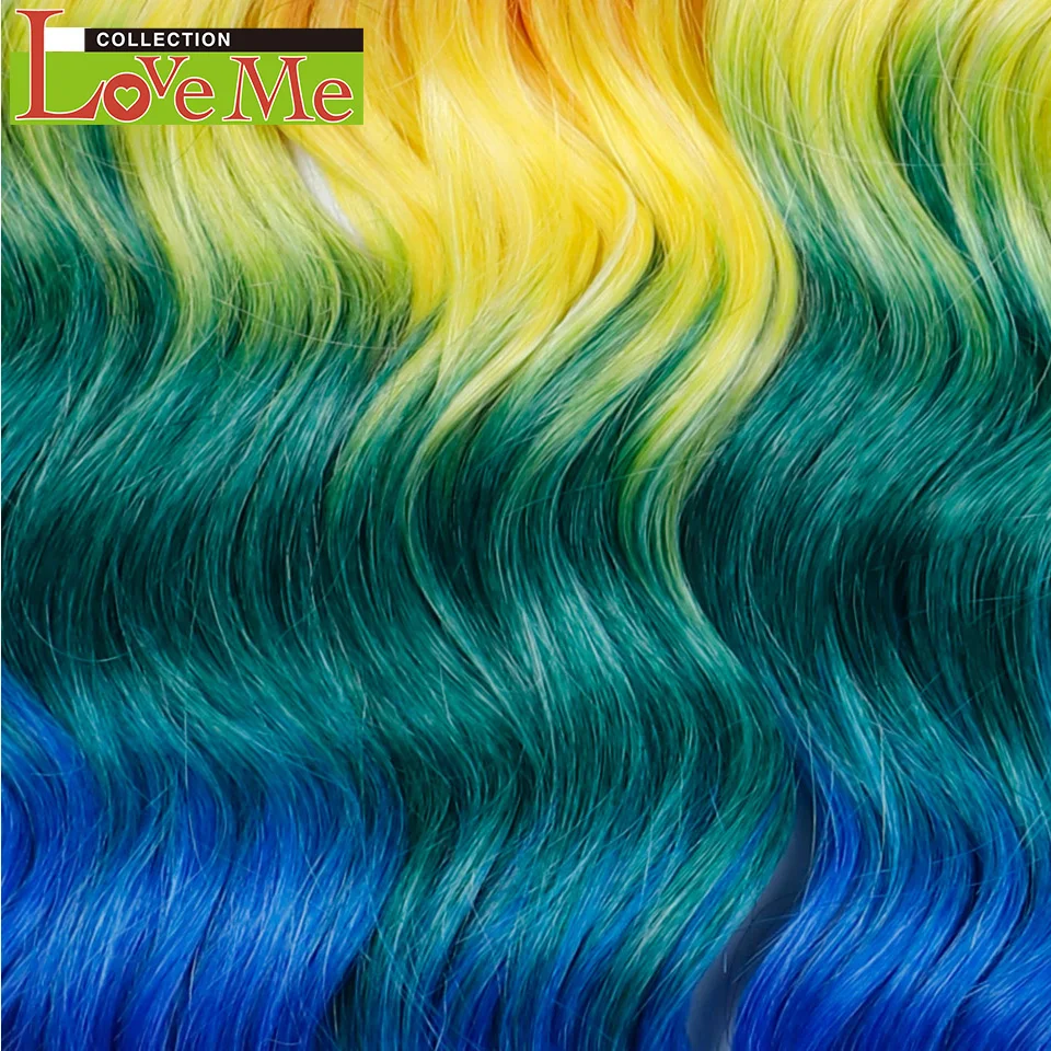 LOVE ME 24 Zoll 300g Synthetisches Haar Wasserwellen-Flechthaarverlängerungen Ombre Regenbogenfarben Tiefe Wellen Twist Häkelhaar – Detail 4