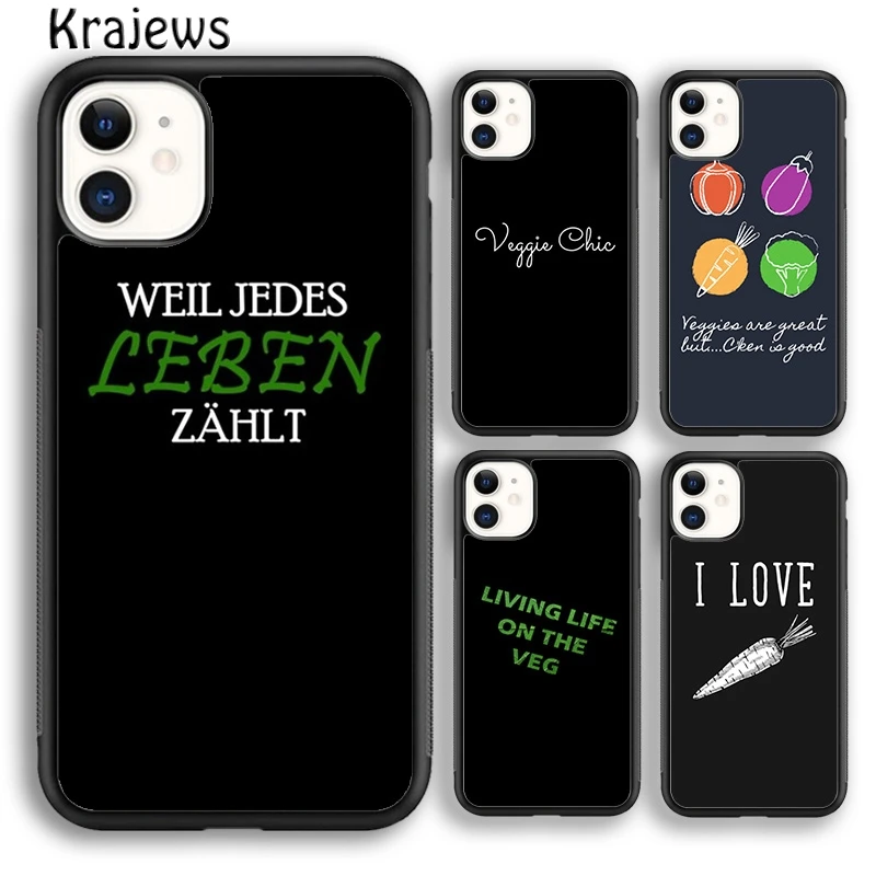 Krajews awesome Vegan Vegetarian design Phone Case For iPhone 16 15 SE2020 14 6 7 8 plus 11 12 13 pro max coque Shell Fundas