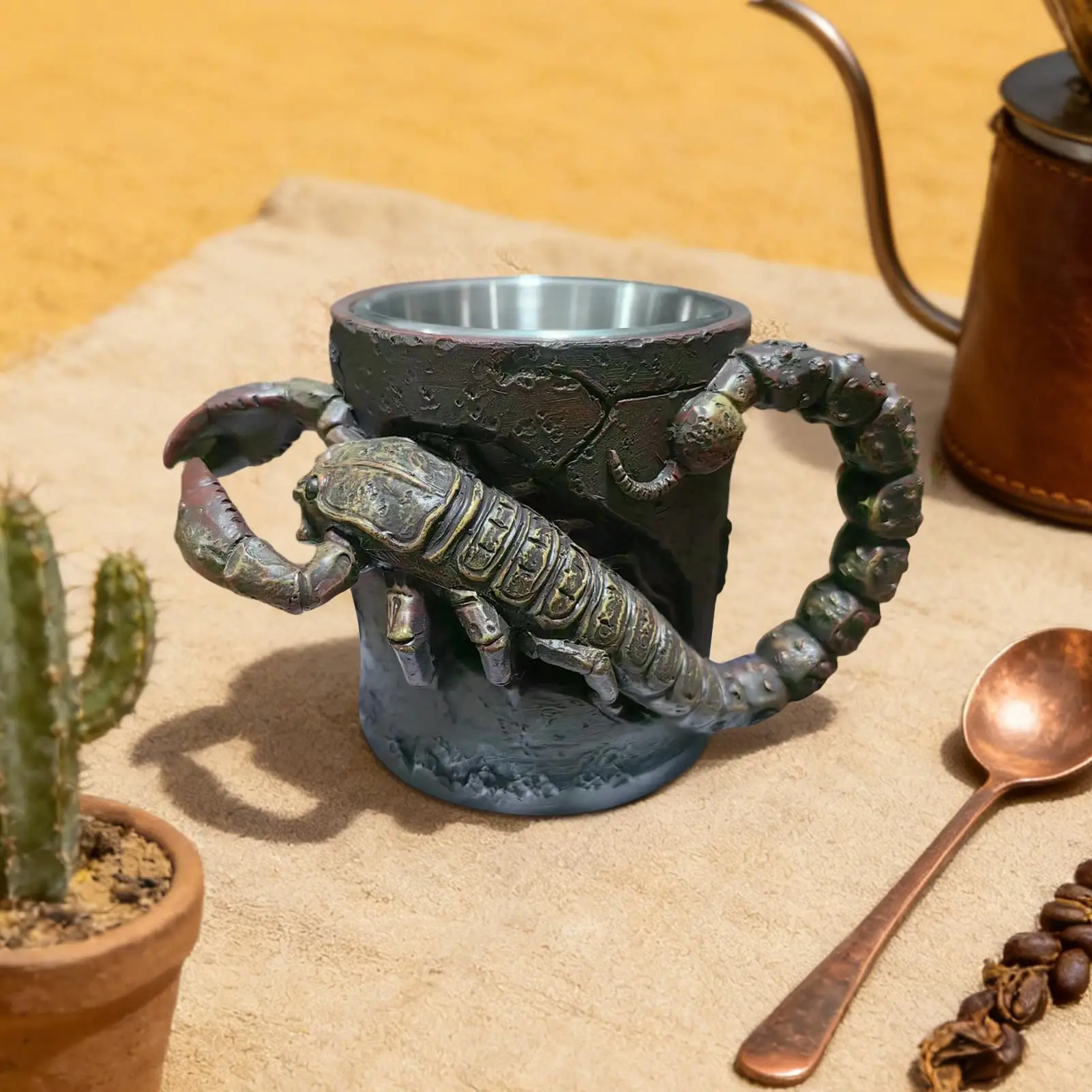 

Funny Coffee Mug 300ml Resin Funny Stainless Steel Collectible Giant Scorpion Coffee Lover Mug For Men Women Adults Family