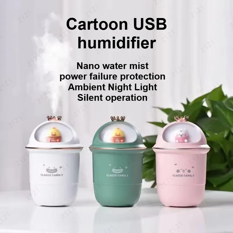 

Cute Cartoon Cute Favorite USB Humidifier Household Big Spray Humidifier with Warm Light Desktop Silent Gift Air Humidifier
