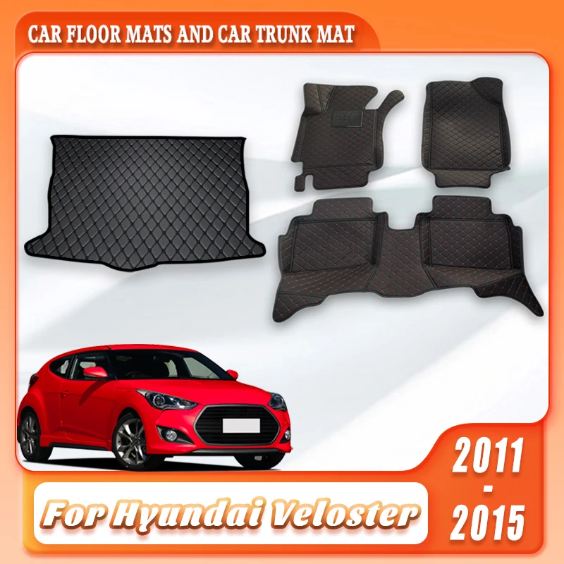 

Car Floor Mats Trunk Liner For Hyundai Veloster 2011-2015 All Weather Waterproof Boot Pad Non Slip Front Rear Carpet Accessories