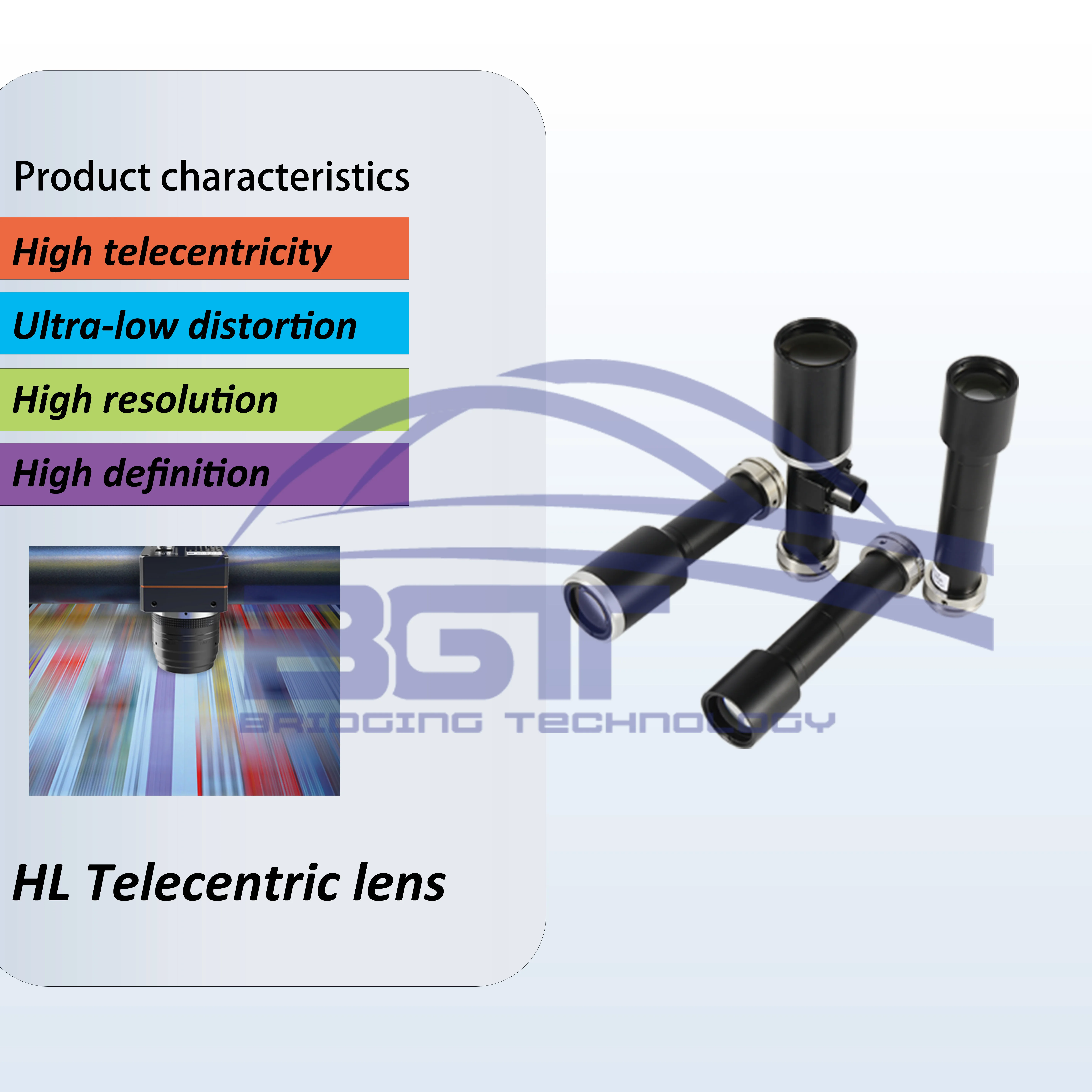 HL Magnification 2 - 6 Low distortion 3.7um F15.7 Machine Vision C-Mount Scan Camera lens Telecentric Lens