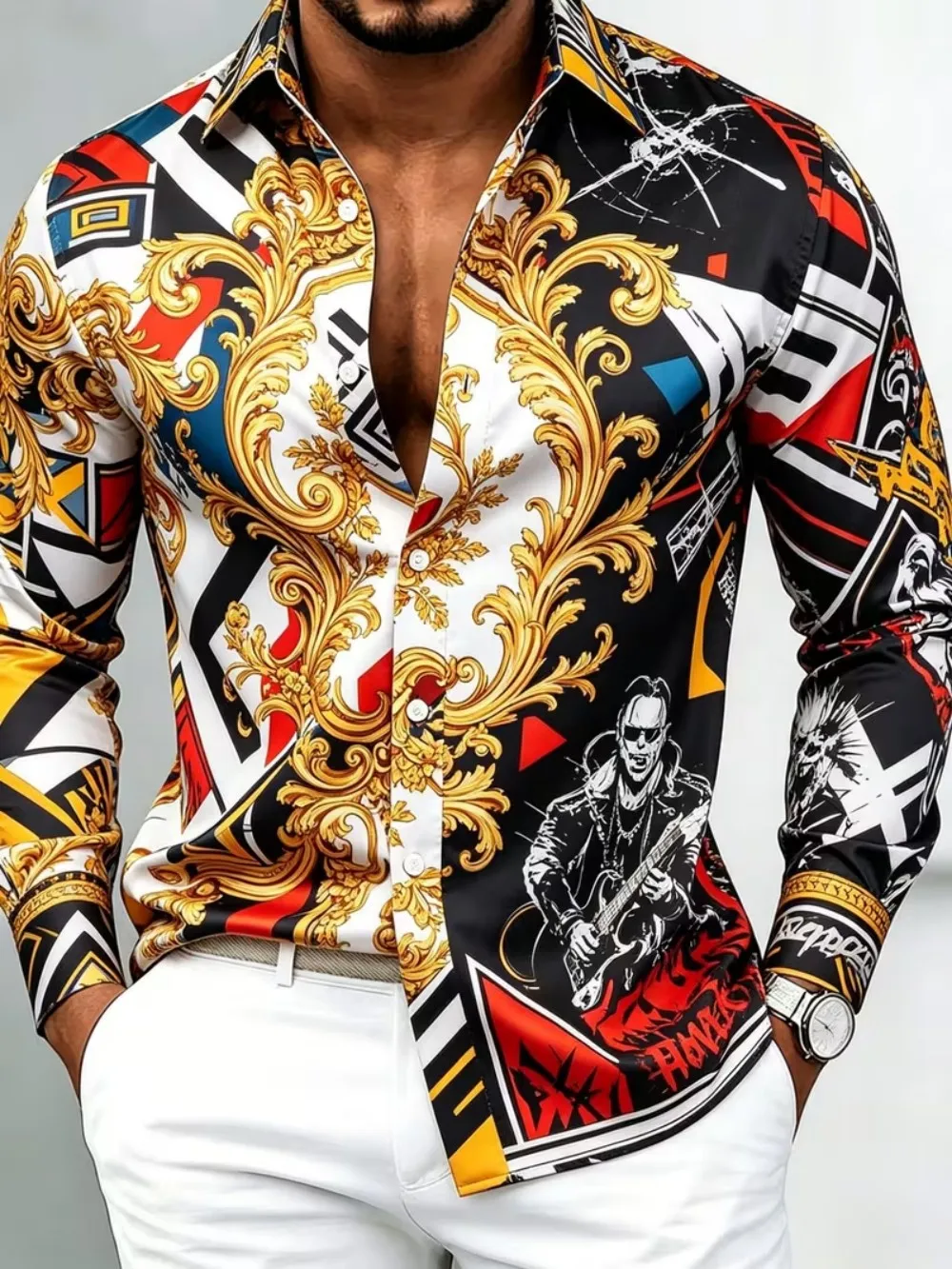 Superb Men's Satin Shirt, Printed Shirt, Fashionable and Popular 14 Pattern Choices