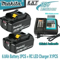 18V Makita Genuine Tool Battery, 6.0Ah LED Display Rechargeable Battery for Makita 18v Replaceable Power Tool Battery+Charger