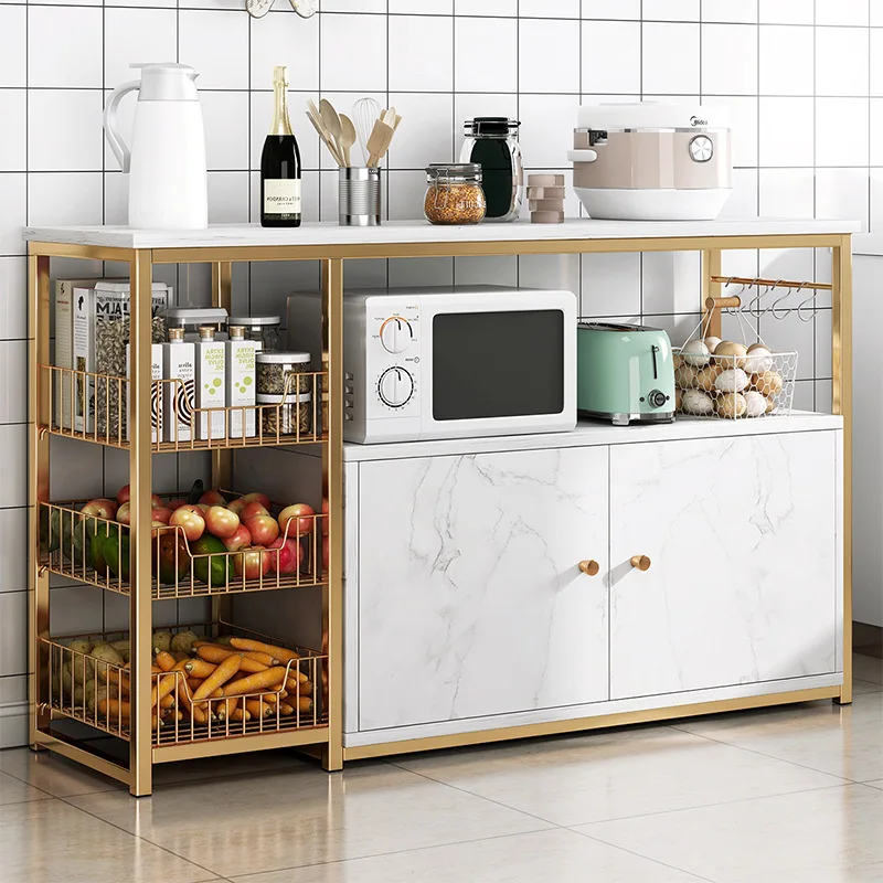 Kitchen rack Floor to wall Seasoning rack Multi-layer with cabinet door Layered vegetable basket Multifunctional locker