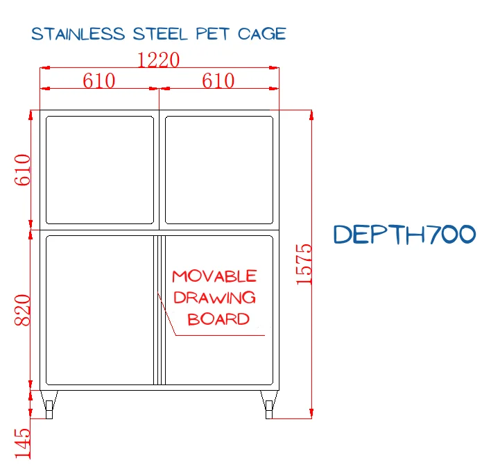 Veterinary Clinic Dog Grooming Isolation Combined Cage With 304 Stainless Steel For Dog Cat Use