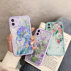 Vintage Leaves Flower Phone Case For iPhone 17 16 15 12 11 13 14 Pro Max Ink Flower For iPhone 16 Plus X XR XS Shockproof Cover