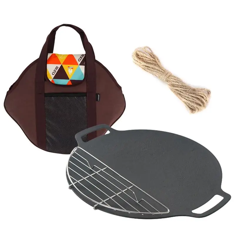 

BBQ Grill Pan Round Korean Barbecue Plate Non-Stick Multipurpose BBQ Grill Portable BBQ Cast Iron Grill Pan For Hiking Picnic