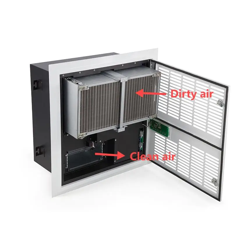 جزيئات السجائر للمبنى المركزي لتنقية الهواء في مكتب الفندق مع فلتر ESP الكهروستاتيكي يزيل دخان الغبار #4
