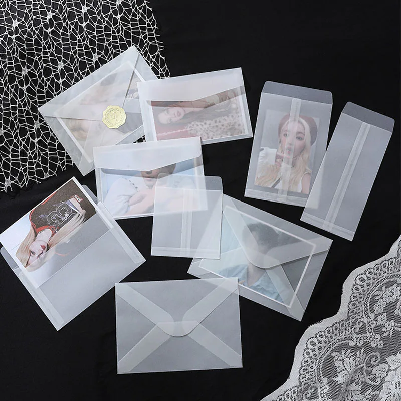 100pcs/lot Translucent Envelopes for Wedding Invitations Business High-grade Postcards Sulfuric Acid Paper Envelopes Storage Bag