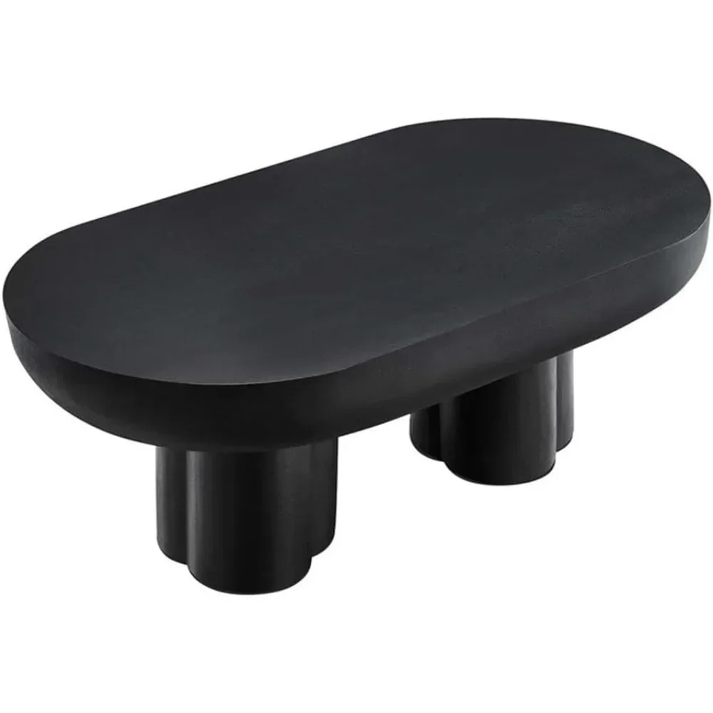 Table Basse Ovale Noire pour Salon Contemporain, Petit Espace Parfait