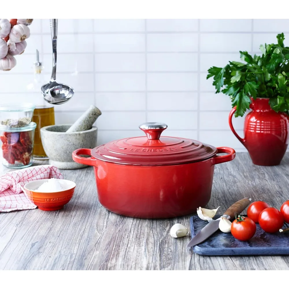 Enameled Cast Iron  Round Dutch Oven, 7.25 qt., Cerise