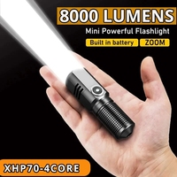 Super Bright Mini LED Flashlight USB Rechargeable Zoom Tactical Flashlight 3 Lighting Mode Outdoor Camping Fishing Torch