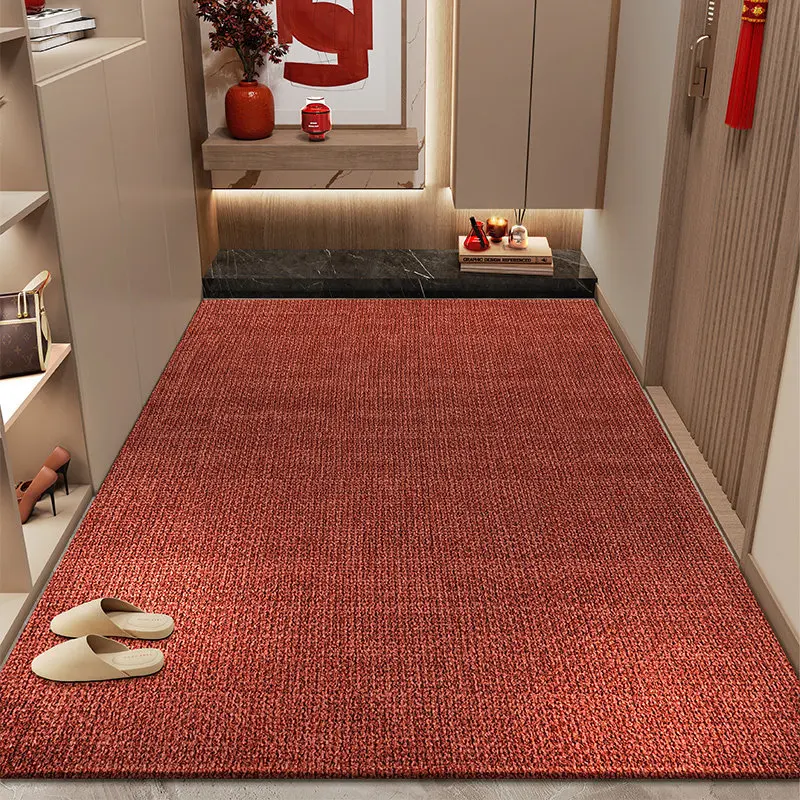 Red Circle Flock Door Mat For Entryway Non Slip Cuttable Luxury Doormat For Home Entrance Hallway Living Room Festive Floor Mat