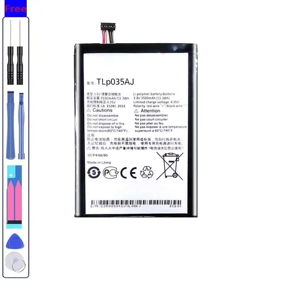 

Аккумулятор мобильного телефона для Alcatel One Touch M823 N1 Max, высокая совместимость TLP035AJ 3500 мАч