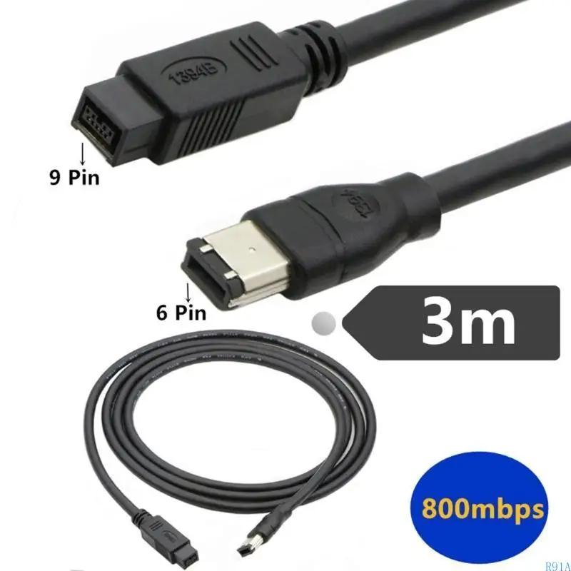 R91a Firewire IEEE 1394 كابل محول 6 دبوس إلى 9pin كابل توصيل لتوصيل الماسحات الضوئية