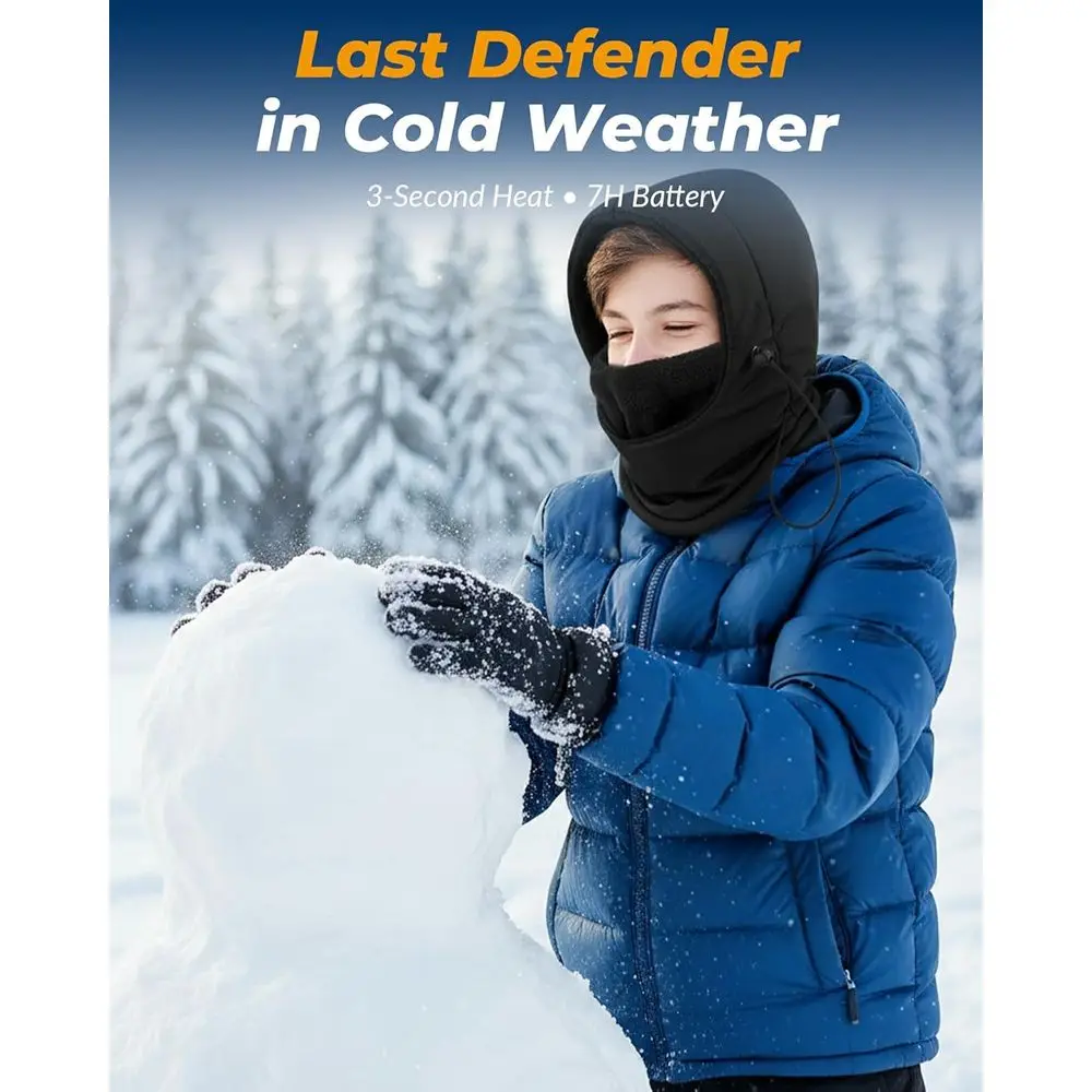 그래핀 발열 방한모자 어린이용 6000mAh 배터리 지능형 충전식 겨울 추위 대비 야외 선물