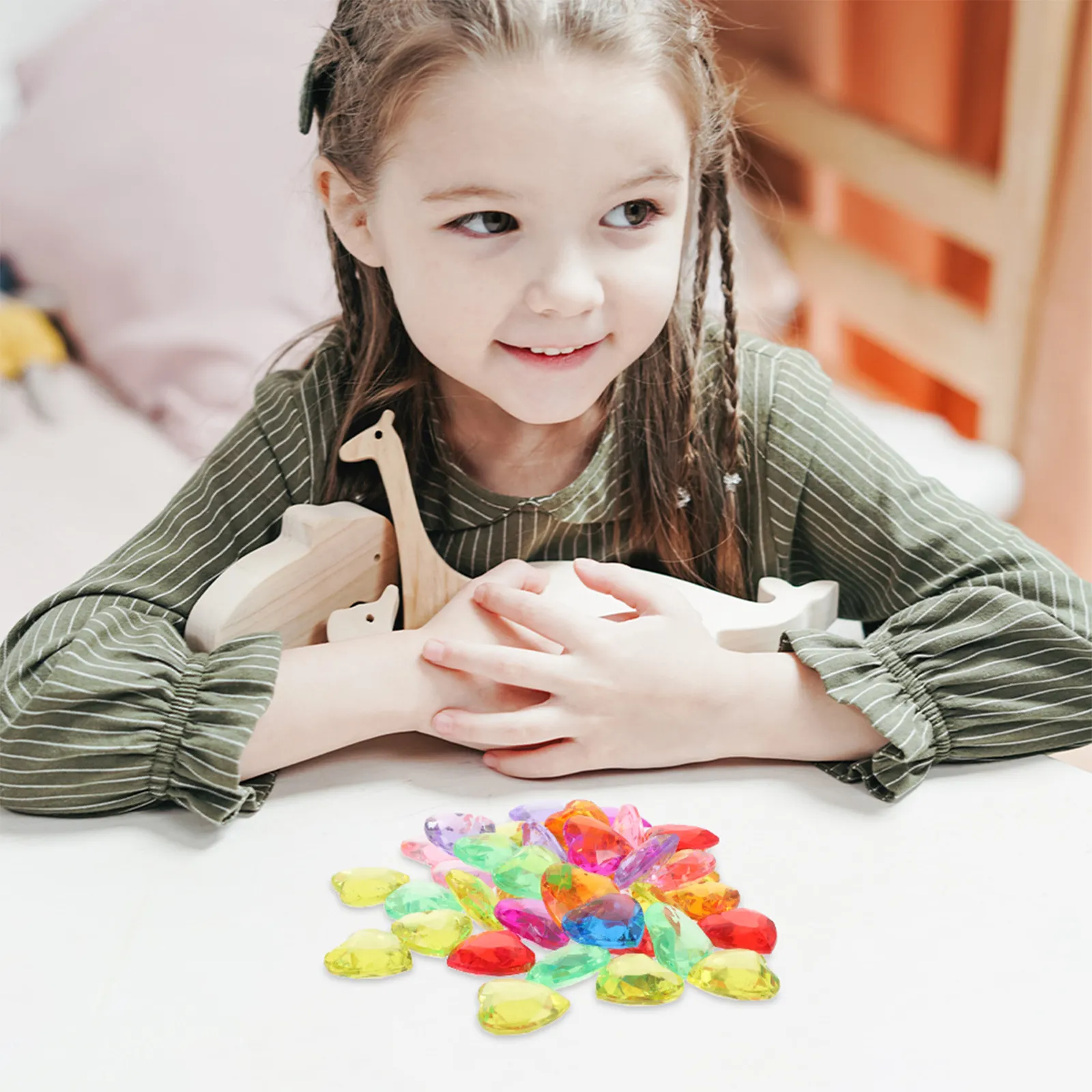 

100Pcs Kids Rhinestone DIY Charms Acrylic Gems for Crafts Face Jewels Stick on Decorations Stickers Handmade