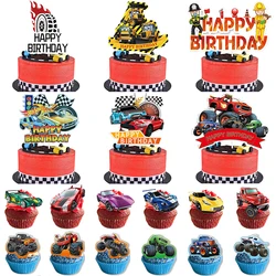 Hot Wheels decorazione di compleanno auto da corsa stoviglie di carta Cupcake Toppers auto da corsa Baby Shower bambini ragazzi forniture per feste Decor