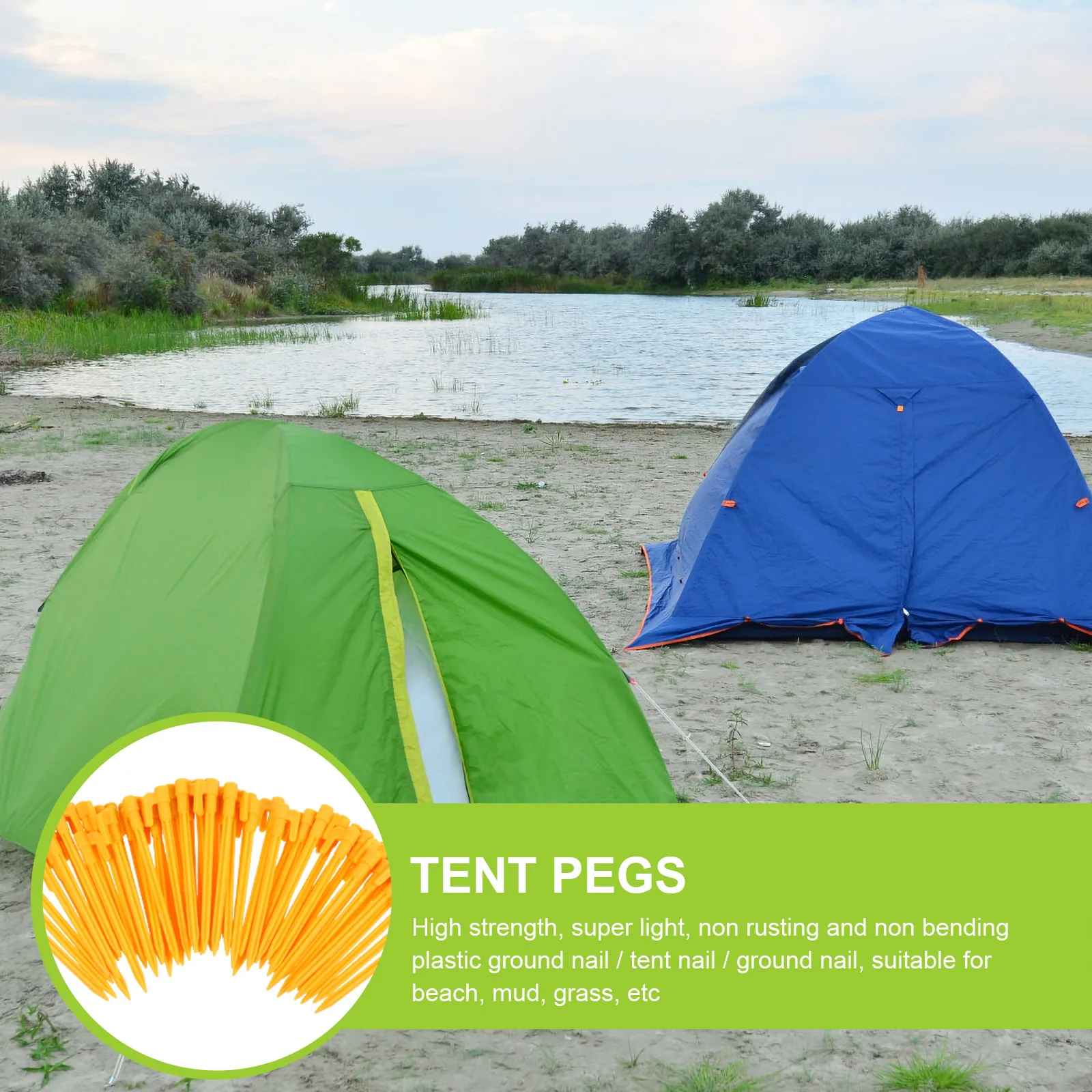 

50pcs Yellow Plastic Tent Pegs Durable Camping Accessories Ground Nails Anti Wind Outdoor Fixing Supplies Travel Gear