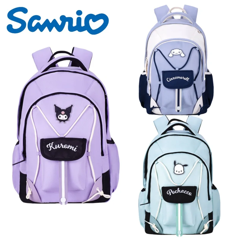 MINISO New Sanrio School Bag Cartoon Kuromi Girl Campus Casual School Bag Travel Portable Storage Girl Holiday Gift Commuting