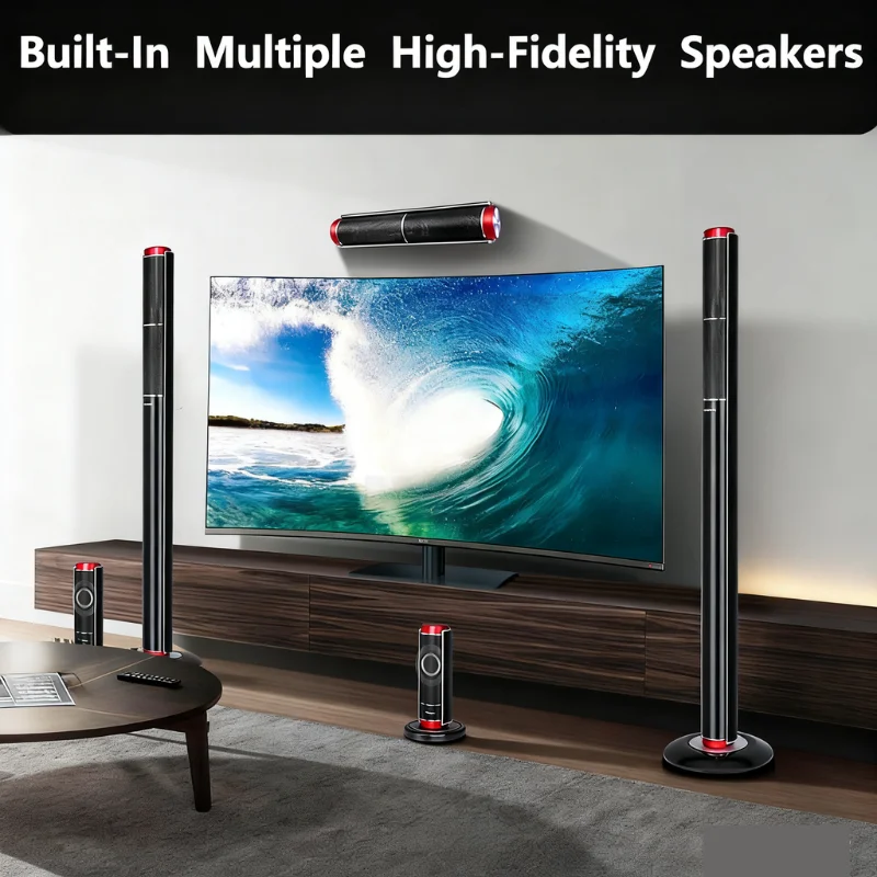 Speaker Bluetooth 5.1 3-Way 200W Peak Sound Box dengan Amplifier Aktif 3 Inch 8Ω HiFi Coaxial Optical USB untuk Home Theater