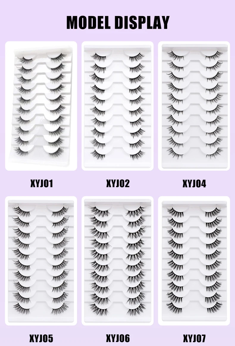 DINGSEN 10 Paar Natürliche Wimpern Halblange Katzenaugen-Wimpern 3D Kunstnerz Flauschige Wimpern Flügelige Falsche Wimpern – Detail 7