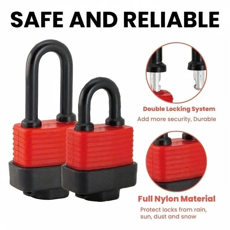 1set Waterproof Padlocks With Keys Door Security Padlock Anti-Theft Heavy Duty Courtyard Safety Locks Rust Proof Door Hardware