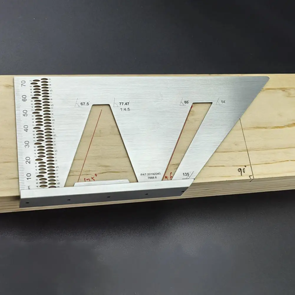 Woodworking Saddle Layout Square Gauge 67.5°/77.47°/60°/54°/135°/90° Carpenter Angle Measuring Template Layout Ruler Tool