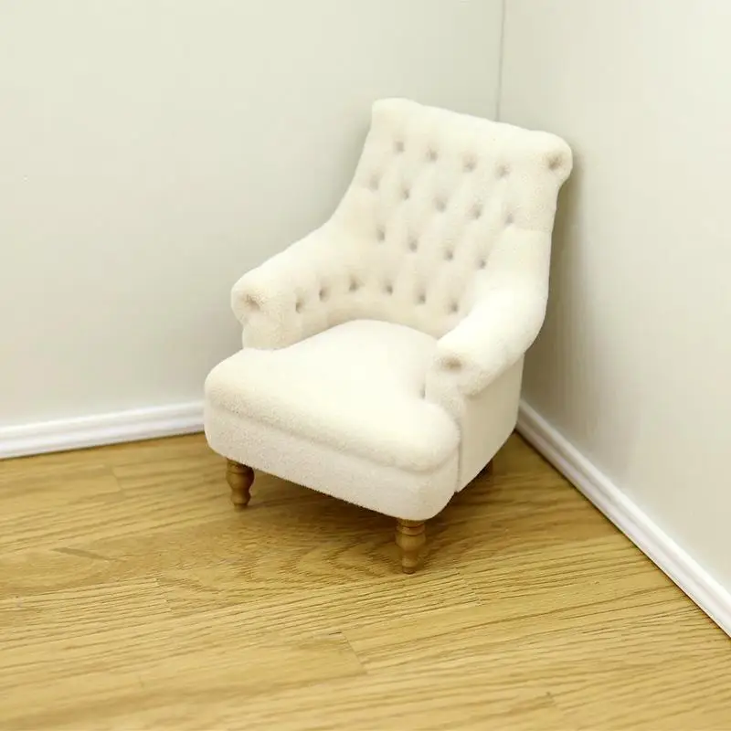 1Pcs Mini Sofa Chair 112 120 125 130 Scale Dollhouse Flocked Armchair for DIY House Scene Decoration