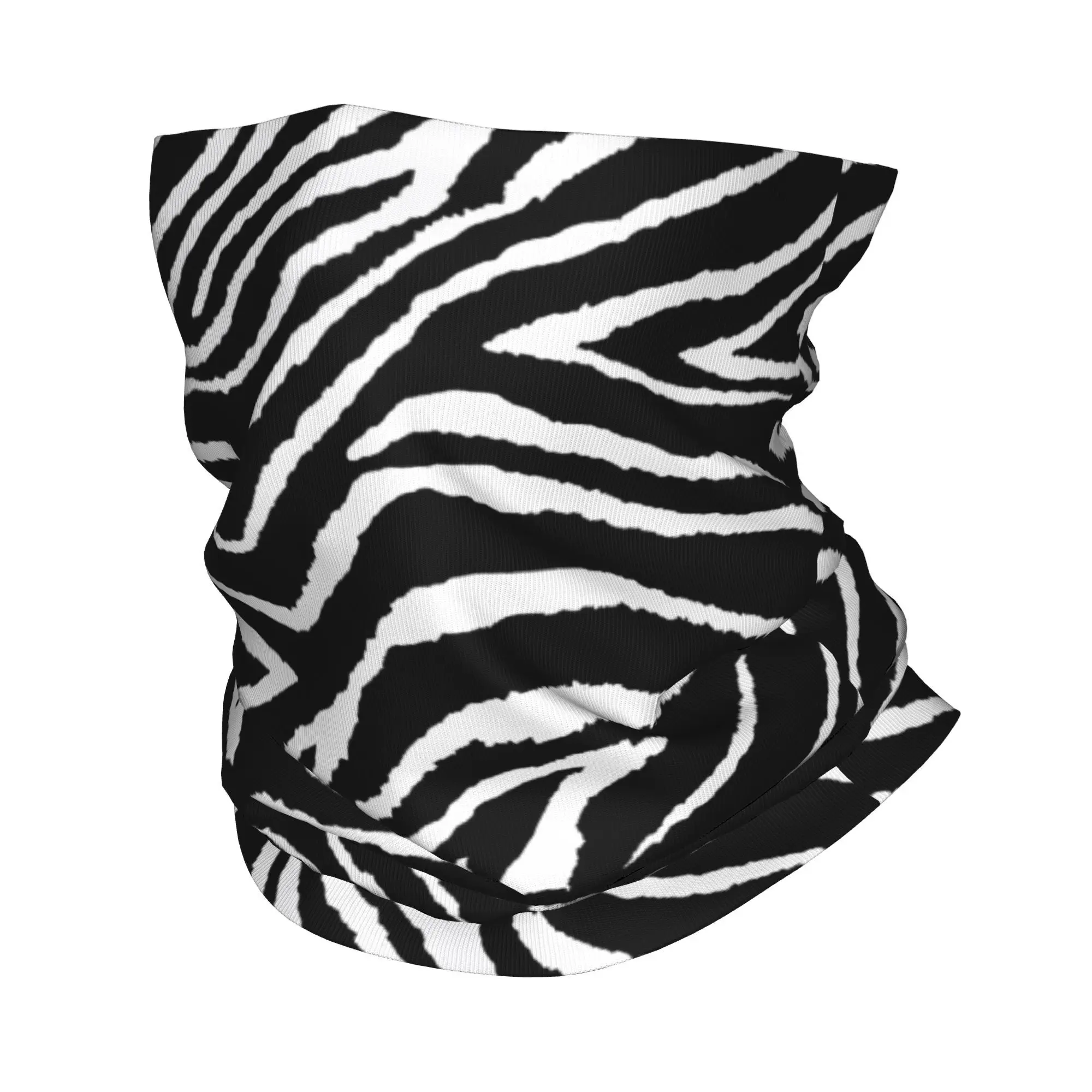 Custom Zebra Black And White Geometric Animal Print Bandana Neck Warmer  Winter Ski Tube Scarf Gaiter Abstract Line  Face Cover