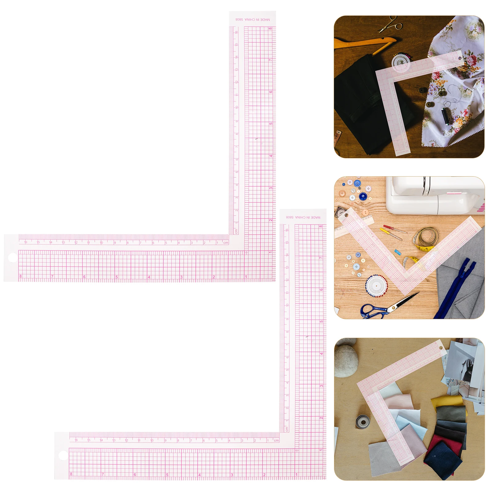 

2 Pcs Cutting Guides for Patchwork Design Ruler Pattern Making Tool Sewing Tailor Measure