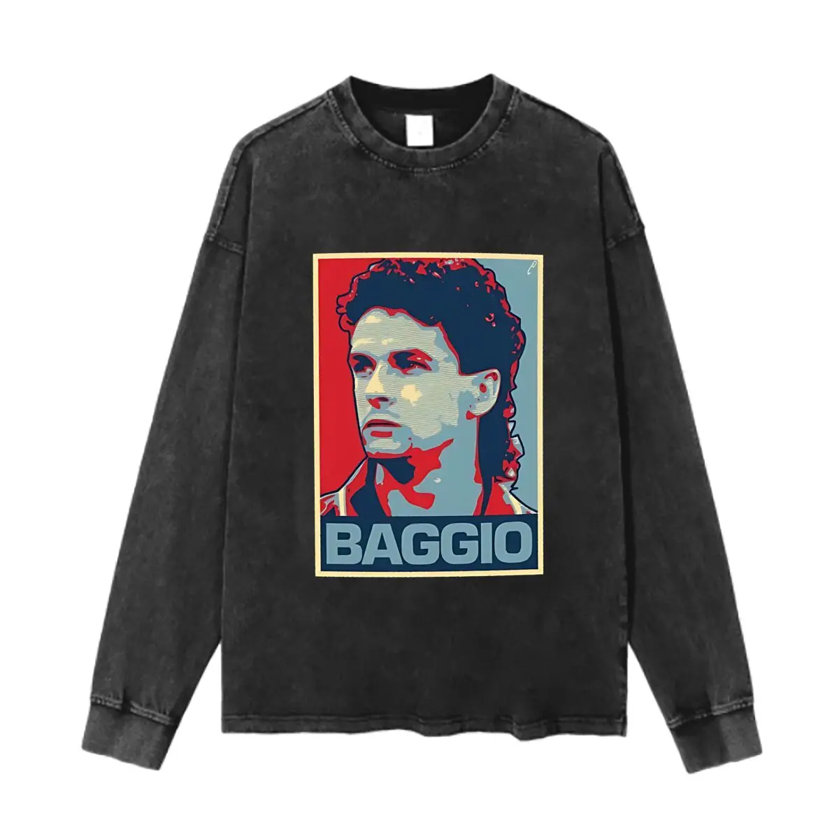 تي شيرت روبرتو باجيو بوب بتصميم كلاسيكي من القطن المغسول بياقة دائرية وأكمام طويلة للرجال والنساء