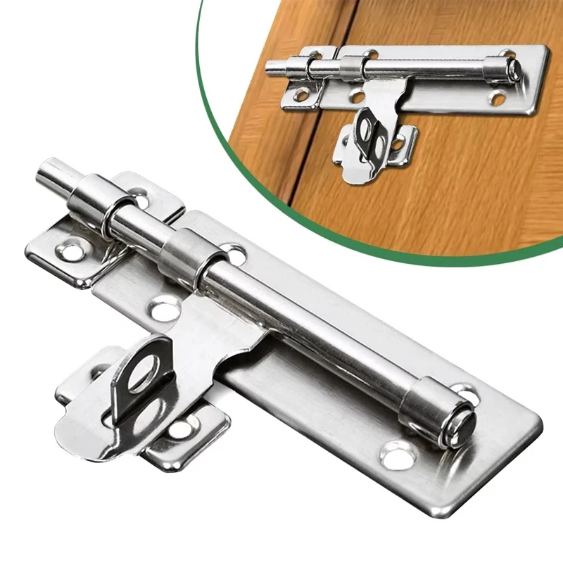 6 Inch Hardware Door Lock Stainless Steel Barrel Bolt Latch Padlock Clasp Set Brushed For Locking Door Window Drawer Cupboard