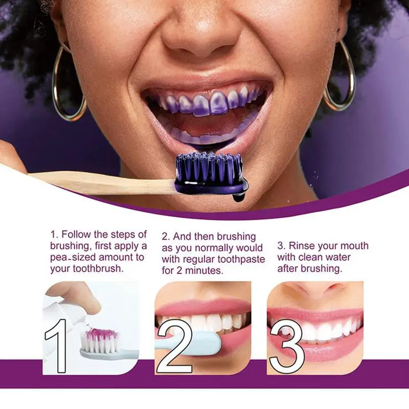 Purple Whitener Teeth Toothpaste Deep Cleaning Toothpaste For Bad Breath Control And Yellow Teeth Correction Removing Stains