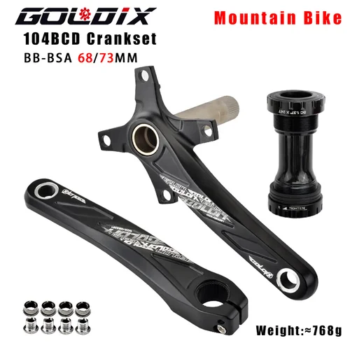 Imagen 2 del producto Plato de manivela de bicicleta GOLDIX 104BCD, manivela de bicicleta de montaña de aleación de aluminio con parte inferior de 170mm, placa negra 32T 34T 36T 38T