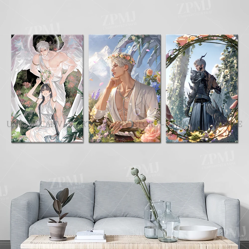 ゲームキャンバスウォールアートホーム装飾HDプリントポスター愛とディープスペースインテリア絵画ルームモダンフレームレスアニメ装飾