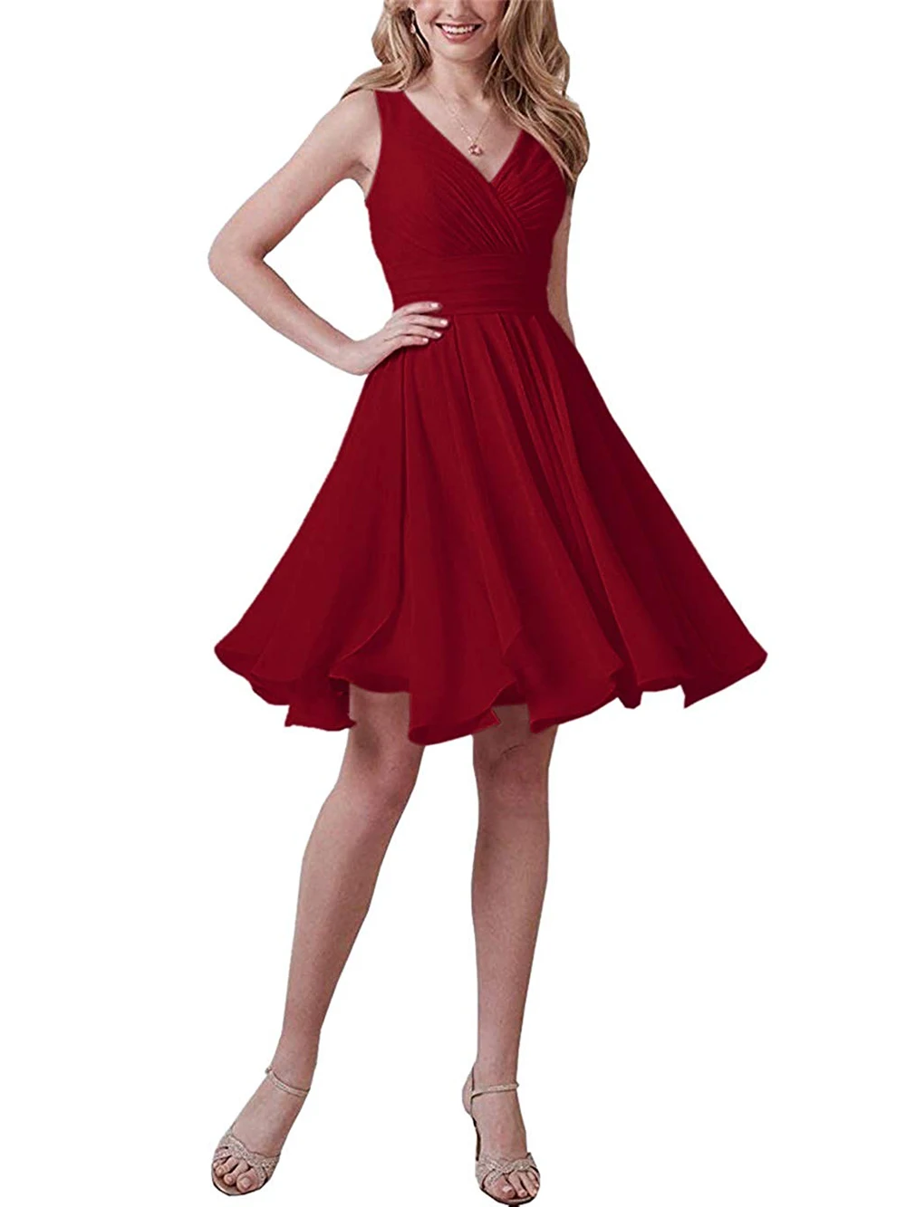 Vrouwen V-hals Chiffon Bruidsmeisje Korte Prom Avond Party Dress Платья Для Выпускного 2023 Vestidos De Fiesta Платья