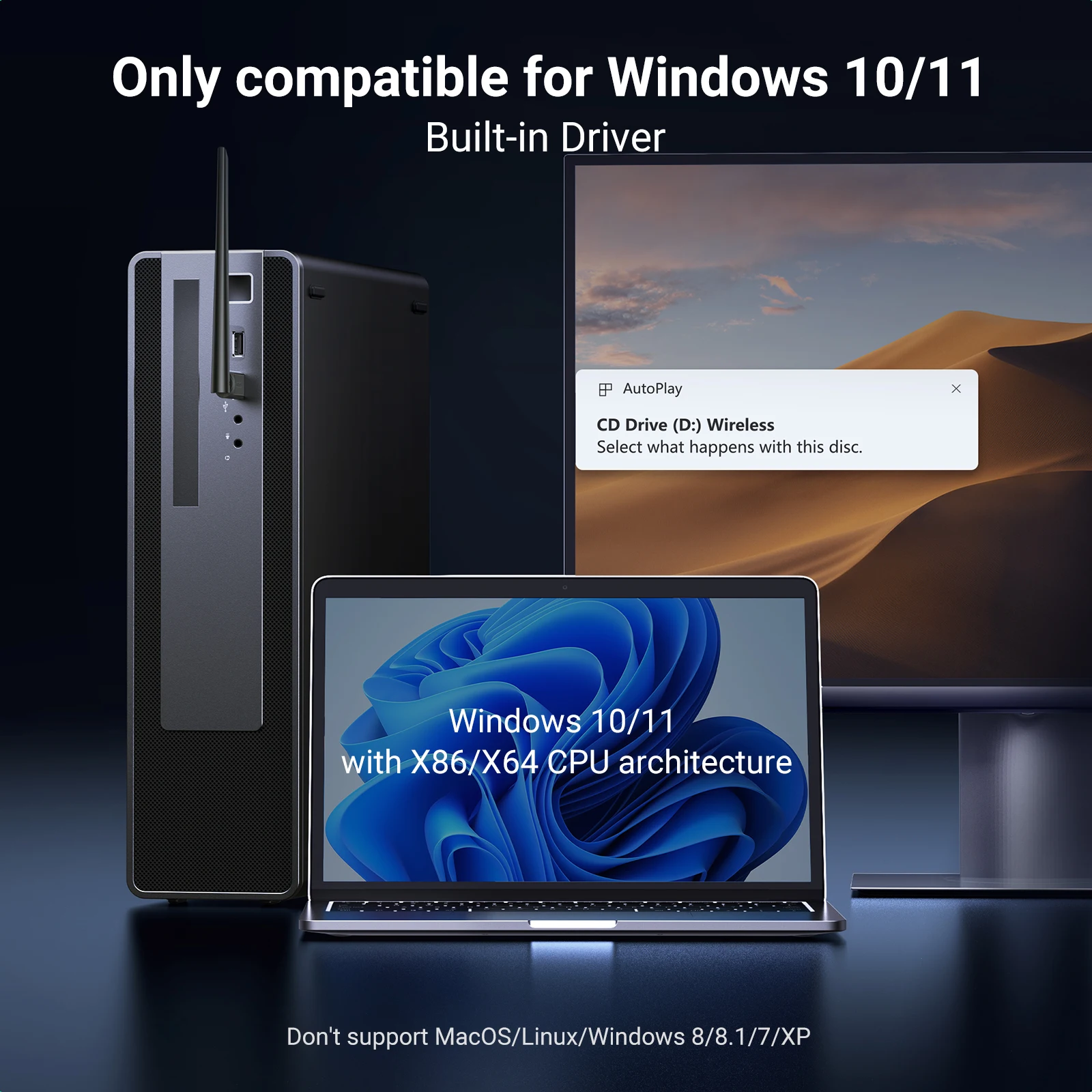 UGREEN WiFi Adapter AX900 6dBi Antenna 5G&2.4G Dual Band WiFi6 Dongle for Desktop PC Windows USB Ethernet Wireless Network Card