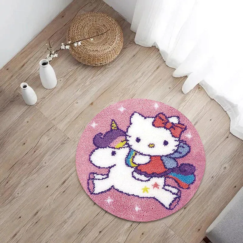 Carpet Embroidery Latch Hook Kit Foamiran Sanrio Hello Kitty Undefined Latch Hook Rug Button Pad Package Smyrna Package Carpet