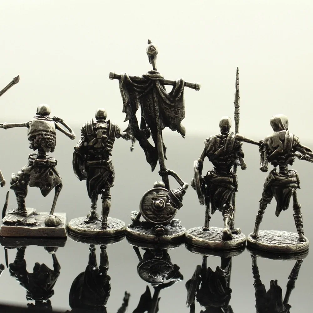 Copper Skeleton Legion Figurines Miniature Decoration Retro Metal Skull Soldier Army Model Statue Desk Toy Ornament