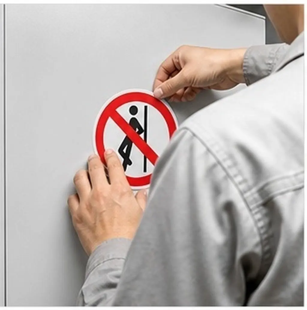 5Pcs Reliable Safety Warning Stickers No Leaning Sign Decals Self Adhesive Non Tear Round High Visibility for Workshop Factory