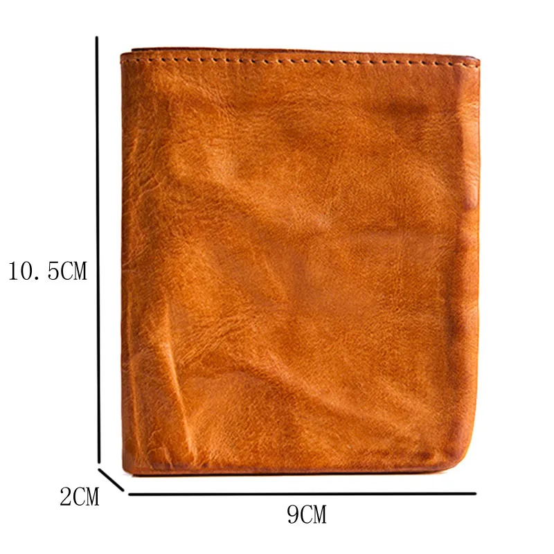 AETOO Ретро стирка мужской короткий кожаный кошелек простой растительного дубления небольшой зажим для денег высококачественный студенческий кошелек из воловьей кожи