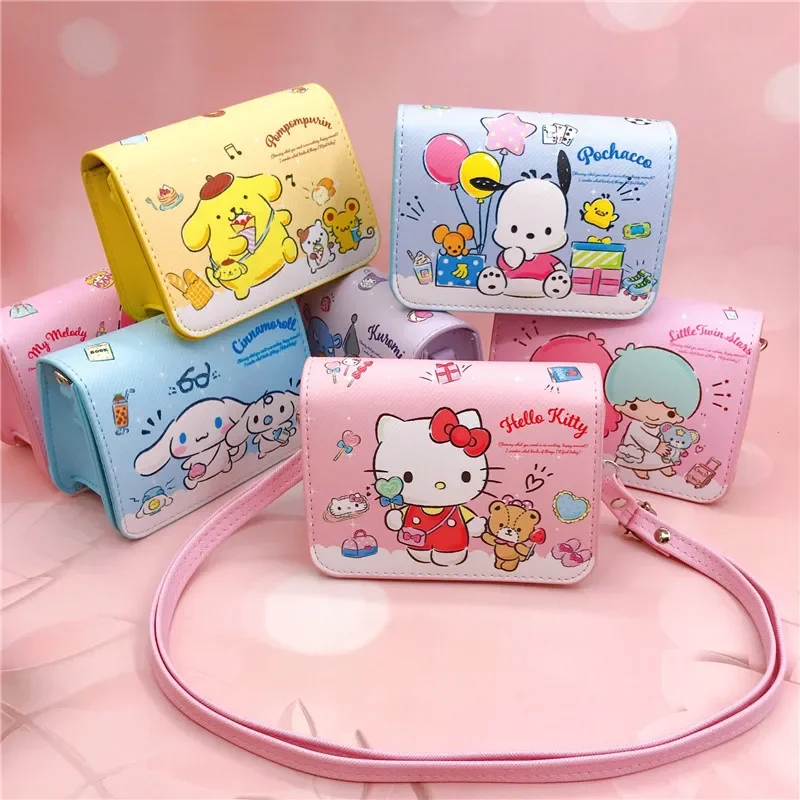 Original sanrio sacos de ombro olá kitty 13.5x6x9.5cm impressão dupla face meninas mini saco do mensageiro dos desenhos animados bolsa presentes