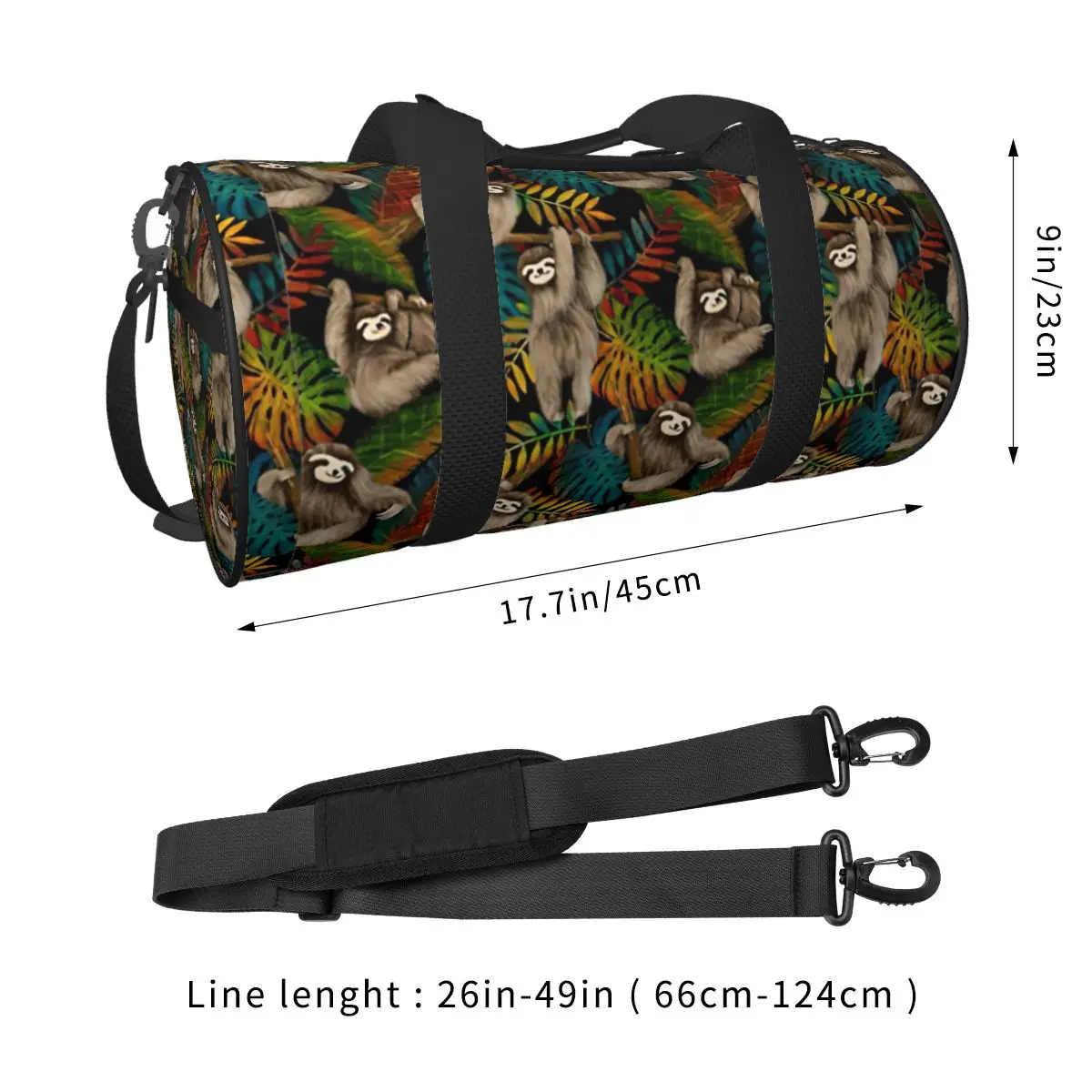 Sloth With Rainbow Leaves Gym Bag Cartoon Cute Luggage Sports Bags Male Female Printed with Shoes Fitness Bag Outdoor Handbags