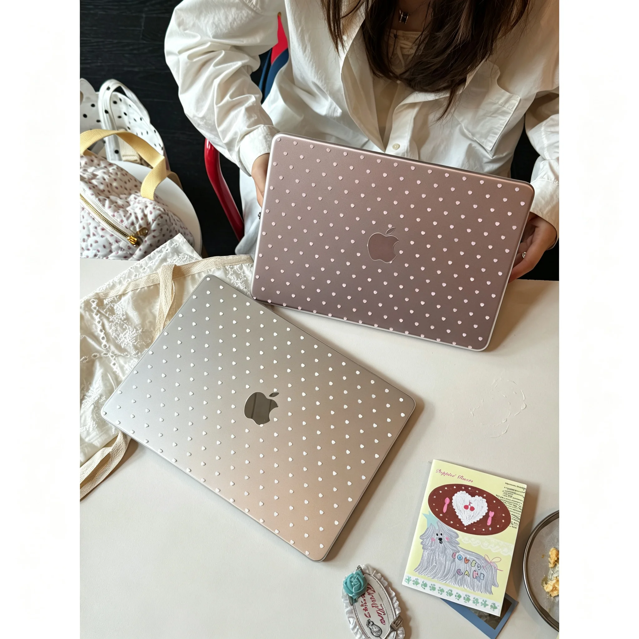 Ins White Pink Hearts Love Crystal Laptop Case For Macbook Air 13.6 M4 NEO 15 M3 Hard Cover For Mac Book Pro 13 M1M2 14 M4 M5 16