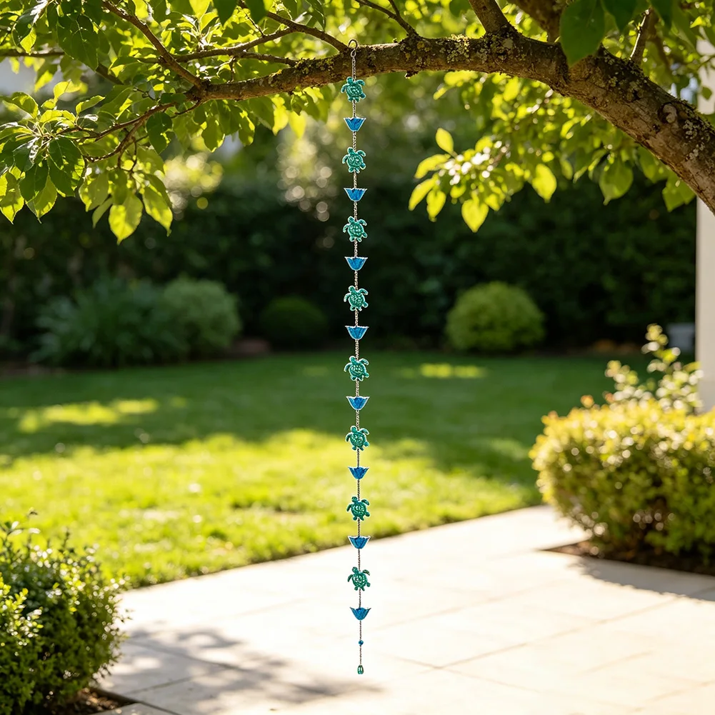 Hummingbird Rain Chain Metal Outdoor Gutter Downspout Hanging Rain Catcher Diverter & Rainwater Garden Decoration