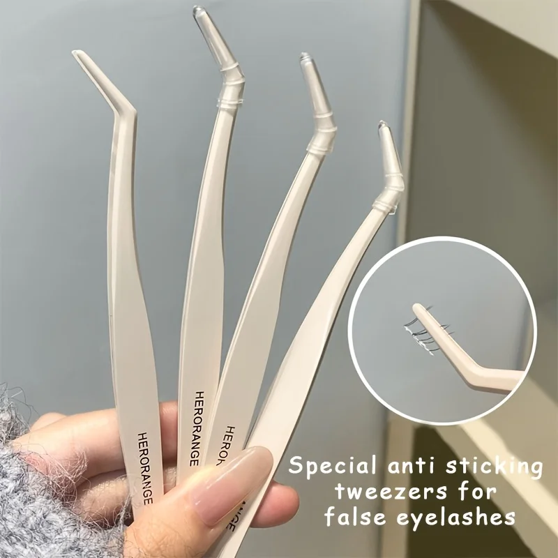 Herorange Anti-Stick Tweezers Non-Sticky DIY Rounded Design Safe and Convenient Professional Grafting Anti-Stick Glue-Free False Eyelash Tweezers 16.3g-13.1-1-0.2